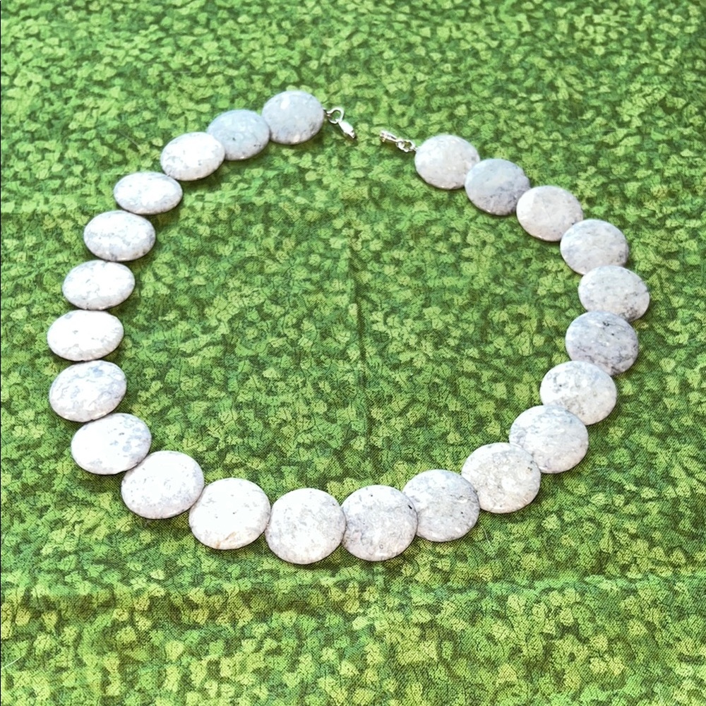 Elegant pale Gray Serpentine Stone Necklace